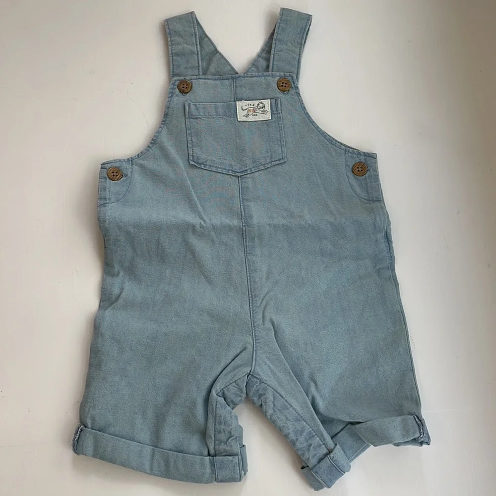 NWT Carter’s Baby Boy Chambray Shortalls & Striped Tee Set 12M